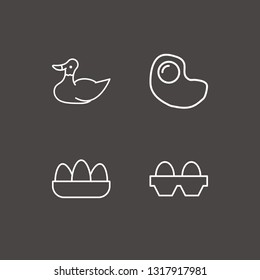 Outline 4 bird icon set. duck and egg vector illustration