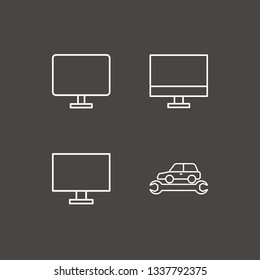 Outline 4 engineer icon set. monitor and car service vector illustration