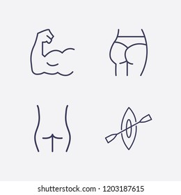Outline 4 fit icon set. figure ass, rowing, ass figure and muscle vector illustration