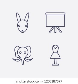 Outline 4 grey icon set. mannequin, board, rabbit and elephant vector illustration