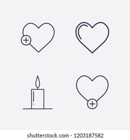 Outline 4 hope icon set. add heart, candle and heart vector illustration