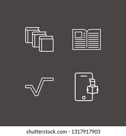 Outline 4 learning icon set. online learning, book and square root vector illustration