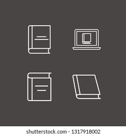 Outline 4 learning icon set. online book reading and book vector illustration