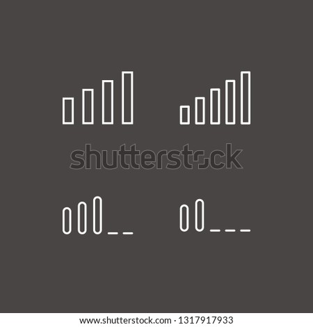 Outline 4 lines icon set. signal bars vector illustration