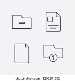 Outline 4 messy icon set. information folder, document and remove folder vector illustration