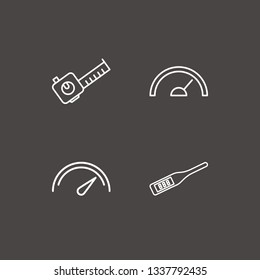 Outline 4 meter icon set. digital thermometer, speedometer and meters tool vector illustration