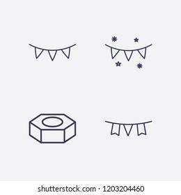 Outline 4 pine icon set. garlands, nut and garland vector illustration