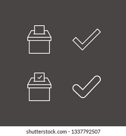 Outline 4 questionnaire icon set. election box and check vector illustration