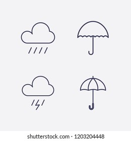 Outline 4 rain icon set. umbrella, raining and storm vector illustration