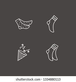 Outline 4 rainbow icon set. sock and confetti popper vector illustration