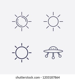 Outline 4 ray icon set. ufo and sun vector illustration