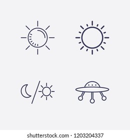 Outline 4 ray icon set. ufo, moon and sun and sun vector illustration