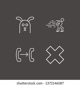 Outline 4 smile icon set. close, dog, ice skating and call forwarding vector illustration