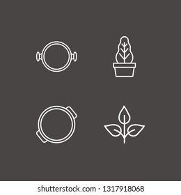 Outline 4 spike icon set. pot, plant and plant pot vector illustration