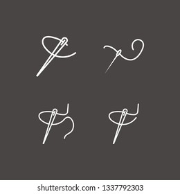 Outline 4 tailoring icon set. needle thread vector illustration