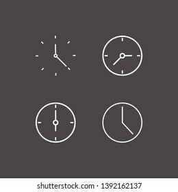 Outline 4 tick icon set. clock vector illustration