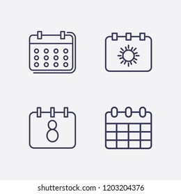 Outline 4 week icon set. calendar vector illustration
