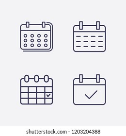 Outline 4 week icon set. calendar check and calendar vector illustration