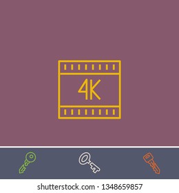 Outline 4k icon.Best 4k vector, illustrated icon for modern web and mobile design.Bonus broken key symbol