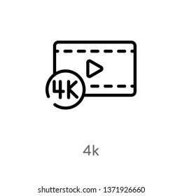 outline 4k vector icon. isolated black simple line element illustration from cinema concept. editable vector stroke 4k icon on white background