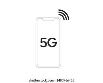 Outline 5G mobile and wifi sign on white background,vector illustration
