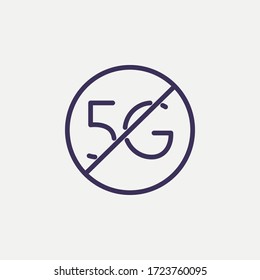 Outline 5G prohibition icon. 5G prohibition vector illustration. Symbol for web and mobile