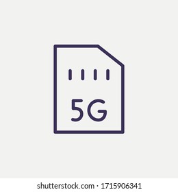 Outline 5G Sim Card Icon.5G Sim Card Vector Illustration. Symbol For Web And Mobile