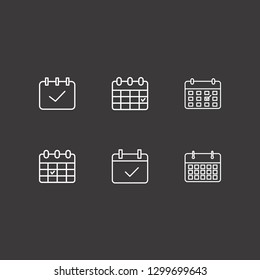 Outline 6 agenda icon set. month and calendar check vector illustration