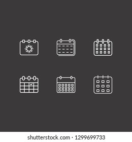 Outline 6 agenda icon set. calendar vector illustration