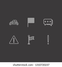 Outline 6 banner icon set. bubble chat, warning, flag and car service vector illustration