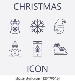 Outline 6 christmas icon set.vector illustration