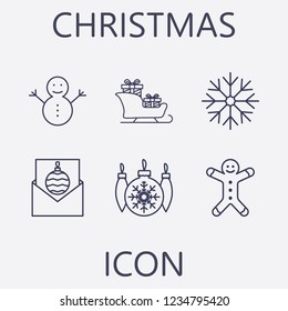 Outline 6 christmas icon set.vector illustration