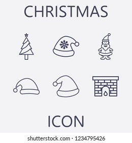 Outline 6 christmas icon set.vector illustration