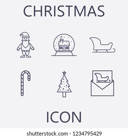 Outline 6 christmas icon set.vector illustration