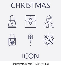 Outline 6 christmas icon set.vector illustration