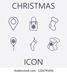 Outline 6 christmas icon set.vector illustration