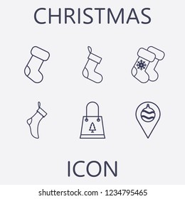 Outline 6 christmas icon set.vector illustration