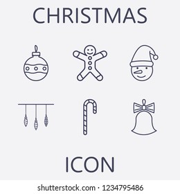 Outline 6 christmas icon set.vector illustration