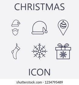 Outline 6 christmas icon set.vector illustration