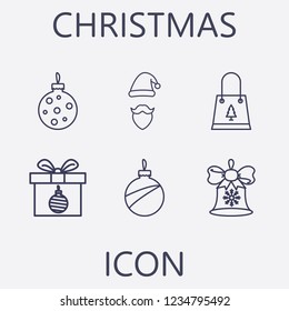 Outline 6 christmas icon set.vector illustration