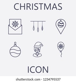 Outline 6 christmas icon set.vector illustration