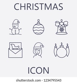 Outline 6 christmas icon set.vector illustration