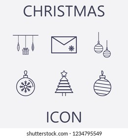 Outline 6 christmas icon set.vector illustration