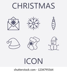 Outline 6 christmas icon set.vector illustration