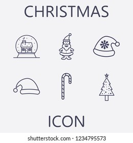 Outline 6 christmas icon set.vector illustration