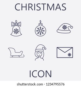 Outline 6 christmas icon set.vector illustration