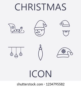 Outline 6 christmas icon set.vector illustration