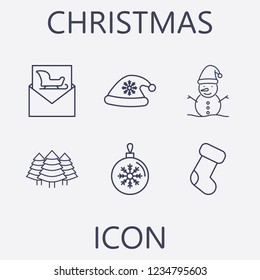 Outline 6 christmas icon set.vector illustration