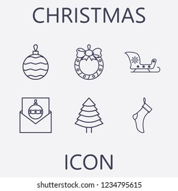 Outline 6 christmas icon set.vector illustration