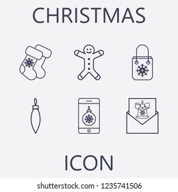 Outline 6 christmas icon set.vector illustration